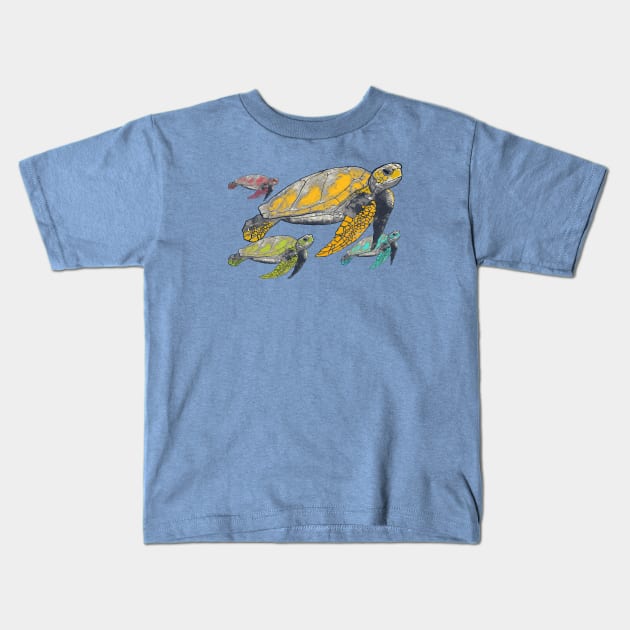 four tortugas Kids T-Shirt by martinskowsky